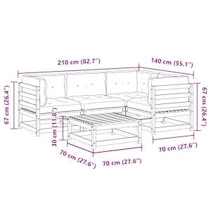 Vrtna sedežna garnitura 5-delna z blazinami impreg. borovina - slika 12