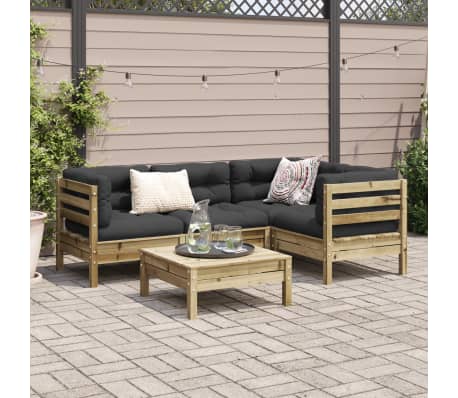 vidaXL 5 Piece Garden Sofa Set with Cushions Impregnated Wood Pine