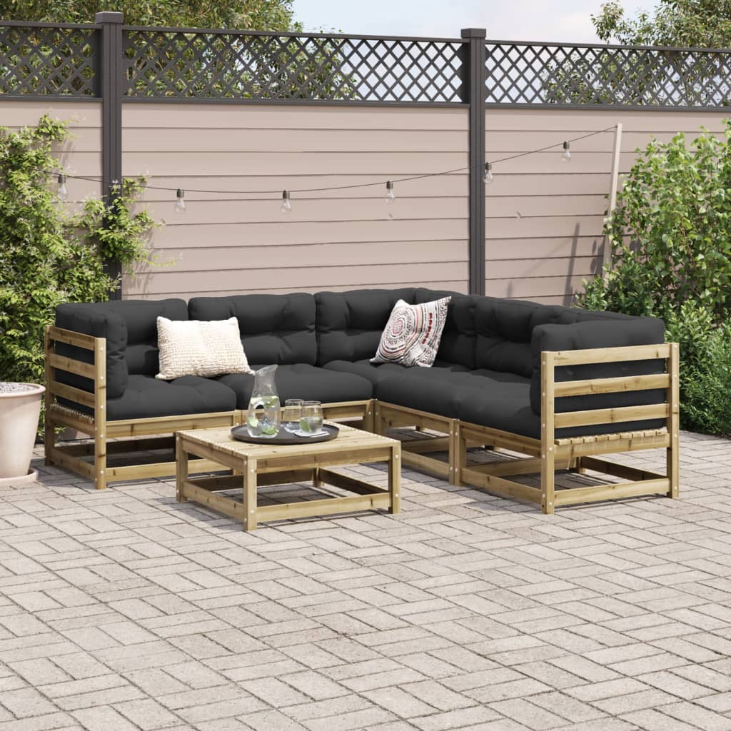 vidaXL 6-delige Loungeset met kussens geïmpregneerd grenenhout afbeelding