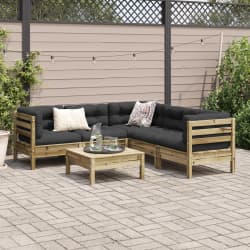 vidaXL 6 Piece Garden Sofa Set with Cushions Impregnated Wood Pine