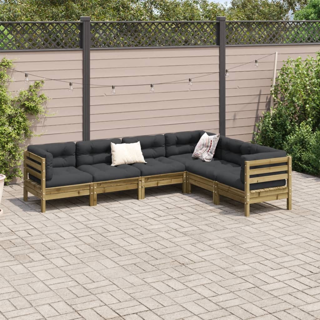 vidaXL 6-delige Loungeset met kussens geïmpregneerd grenenhout afbeelding