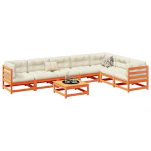 Vrtna sedežna garnitura 8-delna z blazinami voščeno rjava