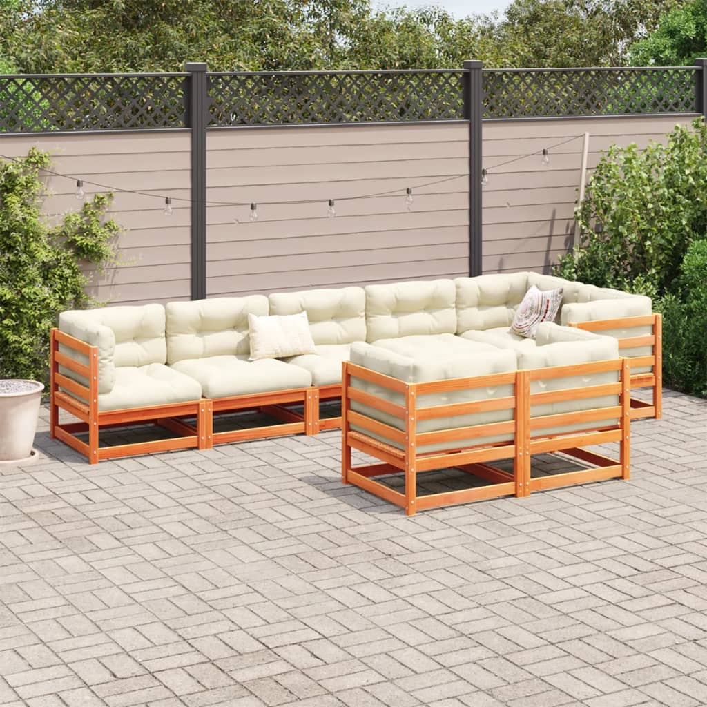 vidaXL 8-delige Loungeset massief grenenhout wasbruin afbeelding