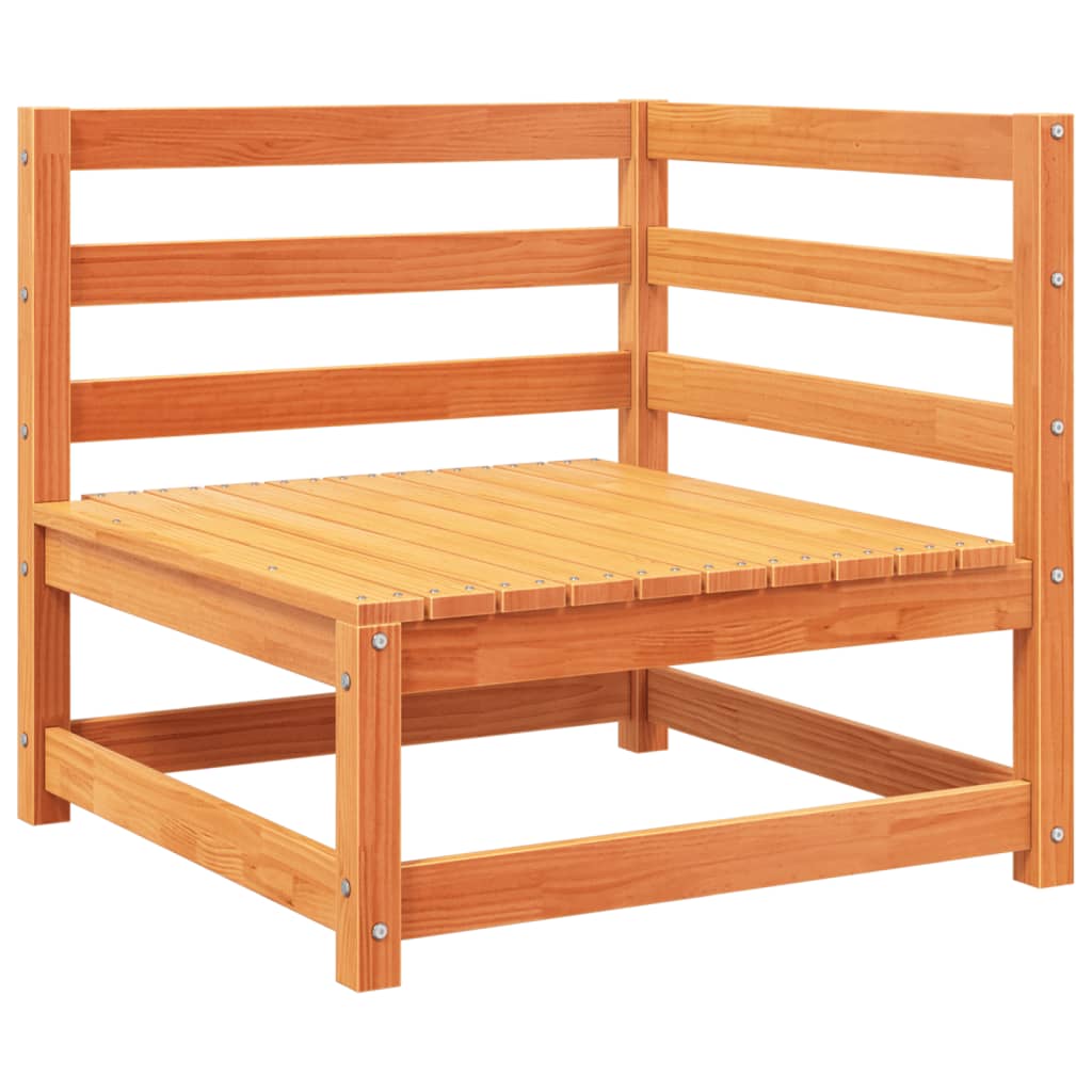 Zestaw wypoczynkowy ogrodowy Rustykalny Urok - sofa narożna, brąz, lite drewno sosnowe - 75x75x67 cm