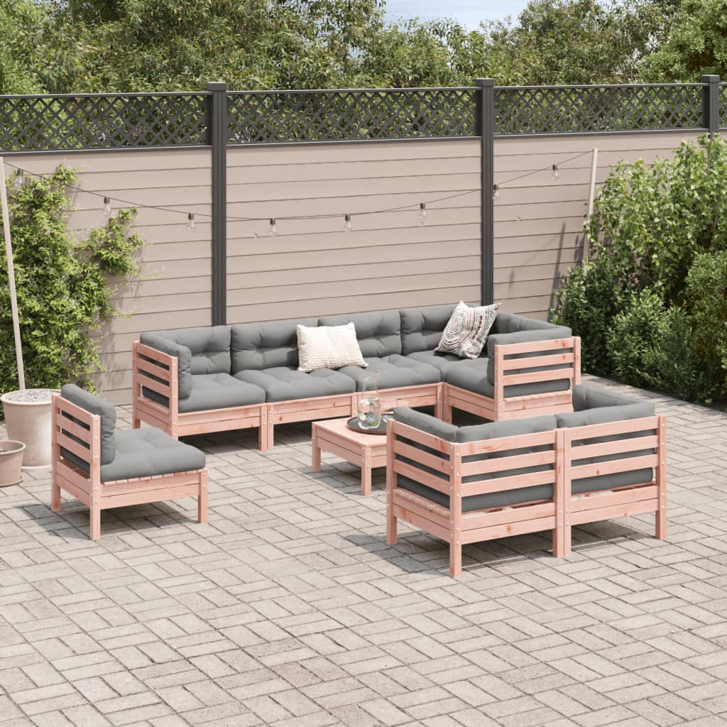 vidaXL 9-delige Loungeset met kussens massief douglas vurenhout afbeelding