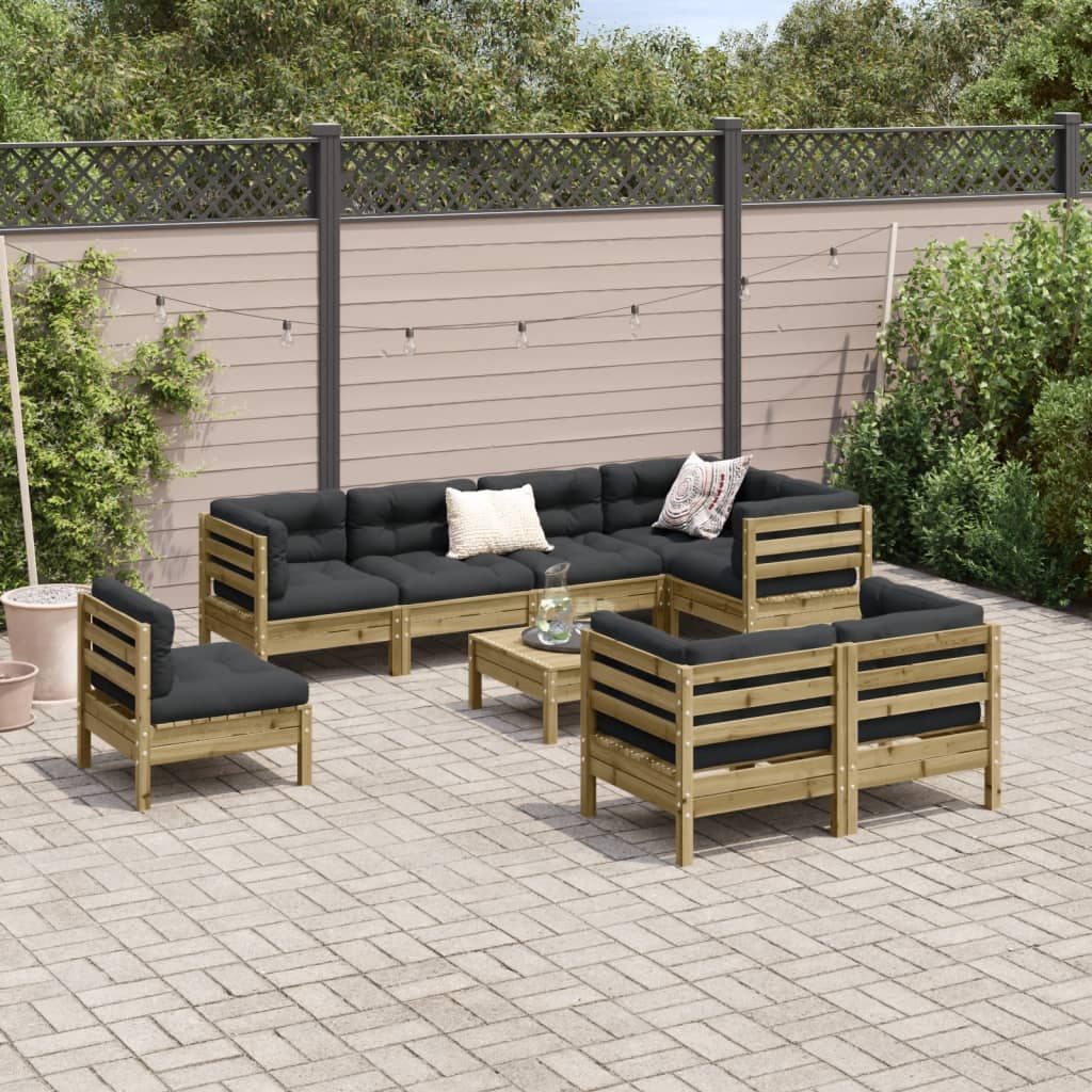vidaXL 9-delige Loungeset met kussens geïmpregneerd grenenhout afbeelding