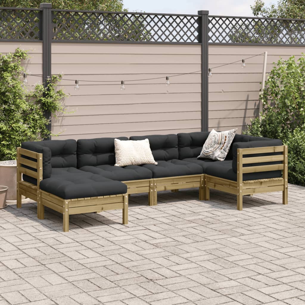 vidaXL 6-delige Loungeset met kussens geïmpregneerd grenenhout afbeelding