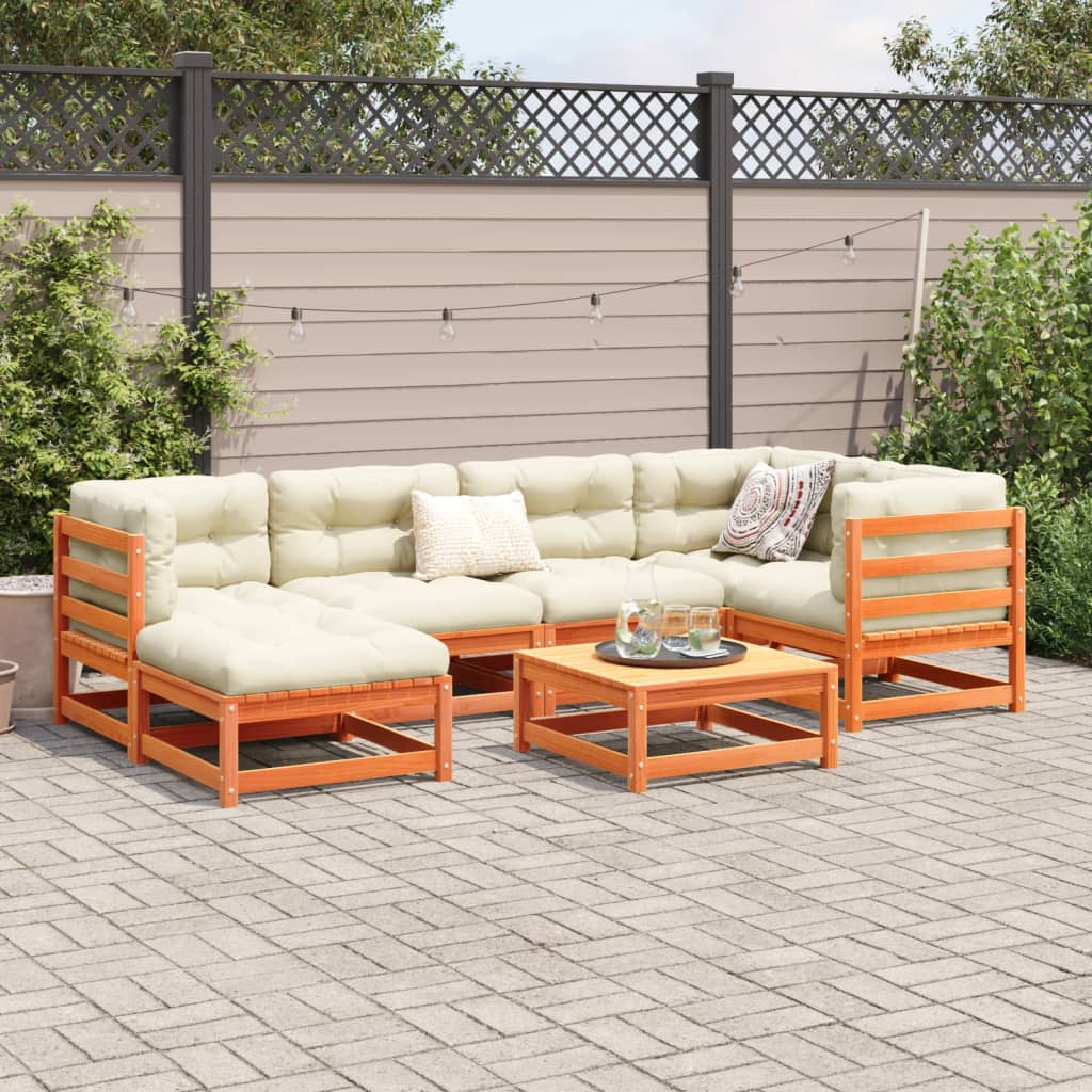 vidaXL 7-delige Loungeset massief grenenhout wasbruin afbeelding
