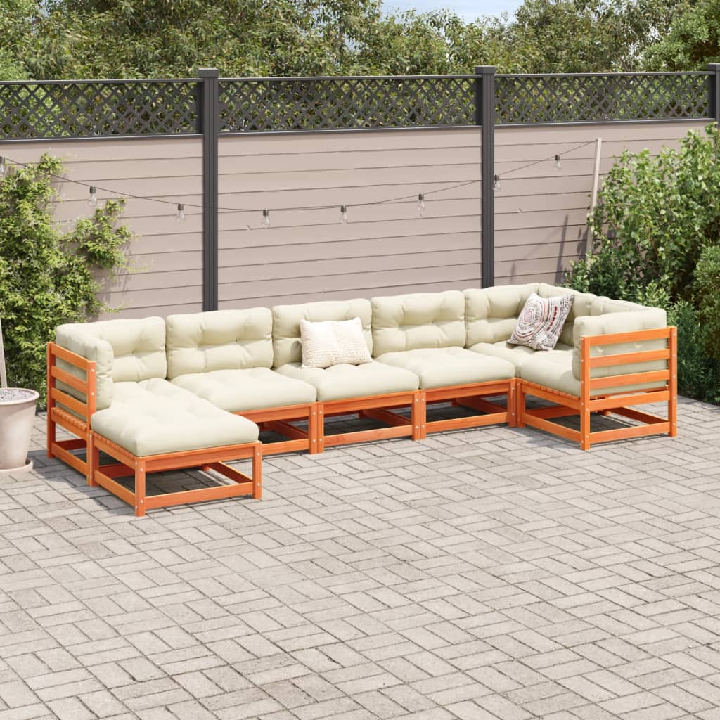 vidaXL 7-delige Loungeset massief grenenhout wasbruin afbeelding