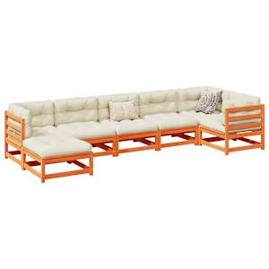 Vrtna sedežna garnitura 7-delna z blazinami voščeno rjava