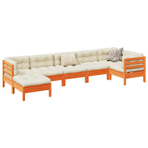 Vrtna sedežna garnitura 7-delna z blazinami voščeno rjava