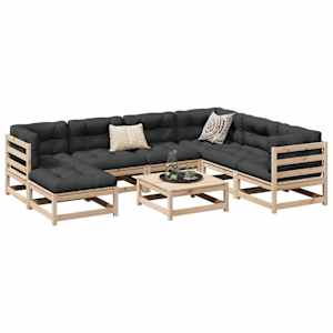 Vrtna sedežna garnitura 8-delna trdna borovina