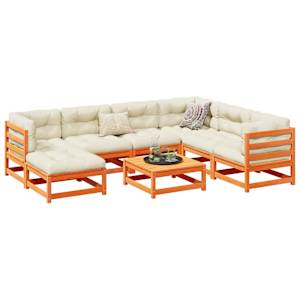 Vrtna sedežna garnitura 8-delna z blazinami voščeno rjava