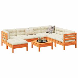 Vrtna sedežna garnitura 8-delna z blazinami voščeno rjava