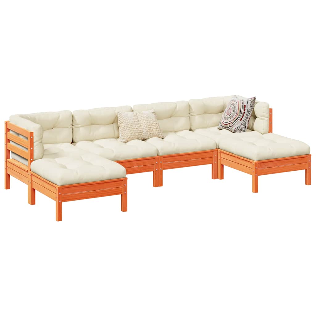 vidaXL Set mobilier de grădină cu perne, 6 piese, lemn masiv de pin