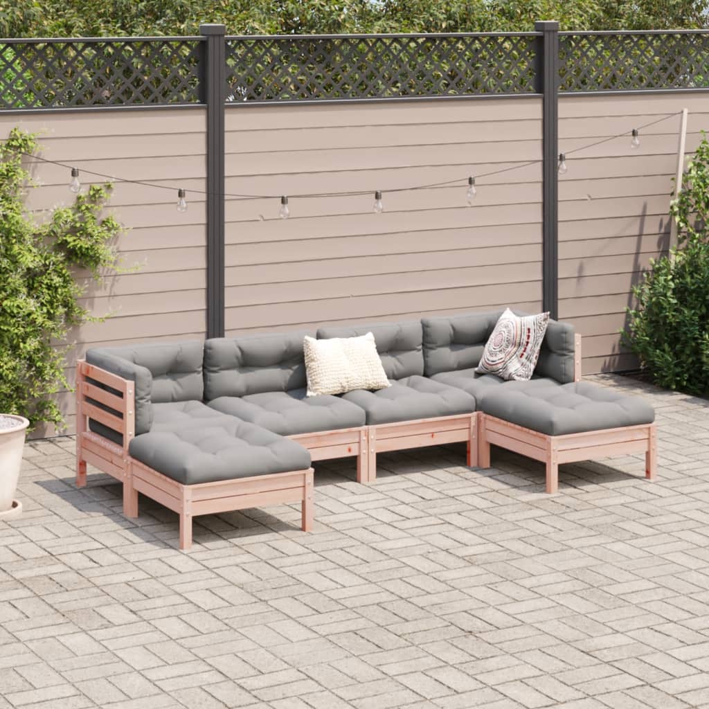 vidaXL 6-delige Loungeset met kussens massief douglas vurenhout afbeelding