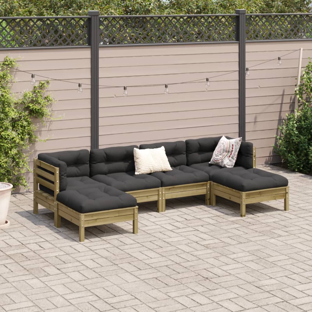vidaXL 6-delige Loungeset met kussens geïmpregneerd grenenhout afbeelding