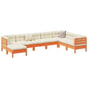 Vrtna sedežna garnitura 8-delna z blazinami voščeno rjava