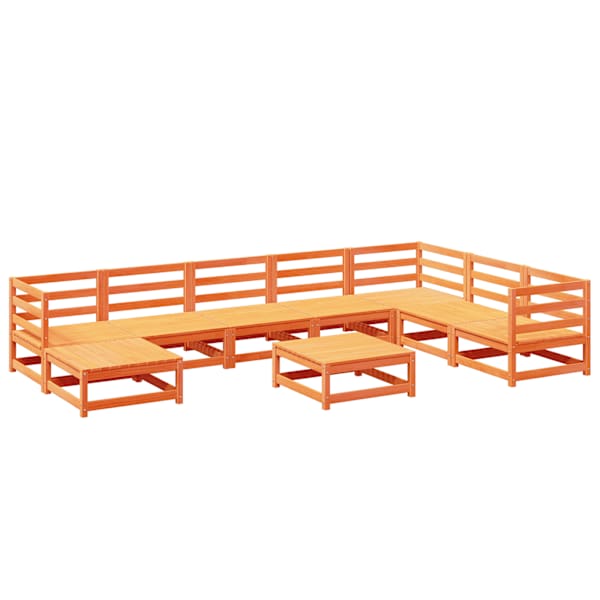 vidaXL 9-osaline aiadiivani komplekt, vahapruun, m&auml;nnipuit