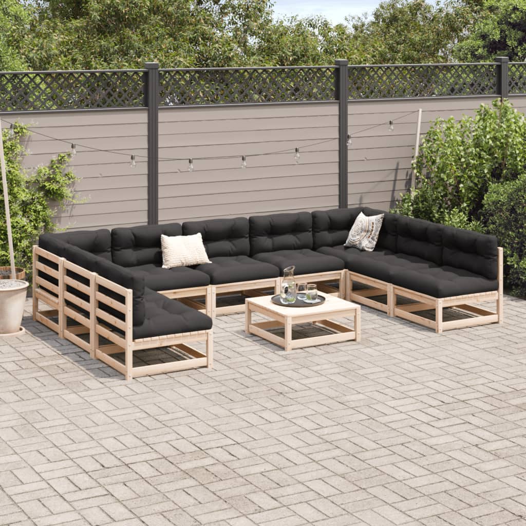 vidaXL 10-delige Loungeset massief grenenhout