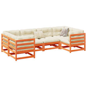 Vrtna sedežna garnitura 6-delna z blazinami voščeno rjava