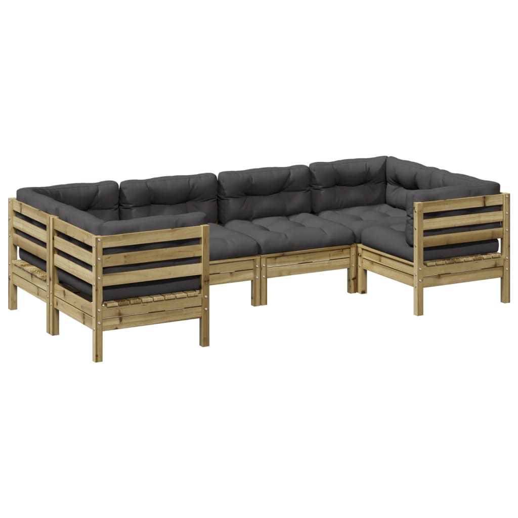 Thumbnail - vidaXL 6-tlg. Garten-Sofagarnitur mit Kissen Kiefernholz Imprägniert