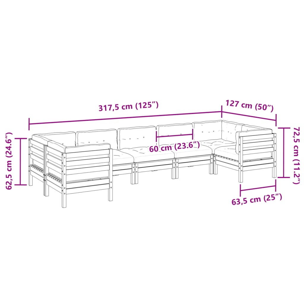 7 Piece Garden Sofa Set with Cushions Solid Wood Douglas Fir 3299623