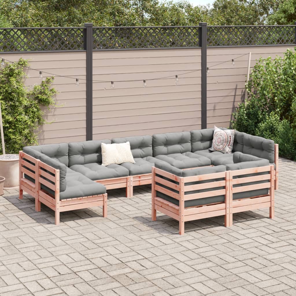 vidaXL 9-delige Loungeset met kussens massief douglas vurenhout afbeelding