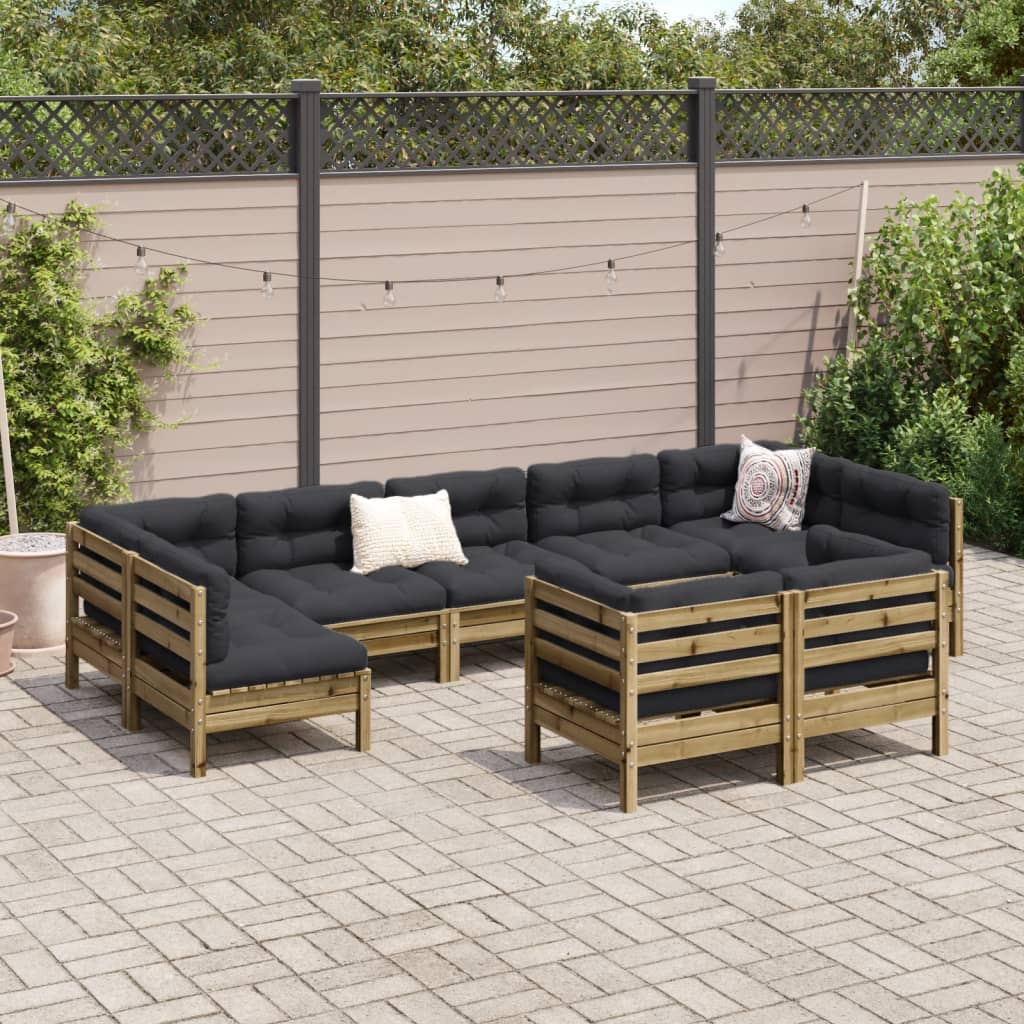 vidaXL 9-delige Loungeset met kussens geïmpregneerd grenenhout afbeelding