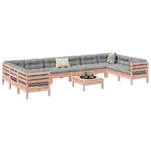 Vrtna sedežna garnitura 11-delna z blazinami trden les douglas