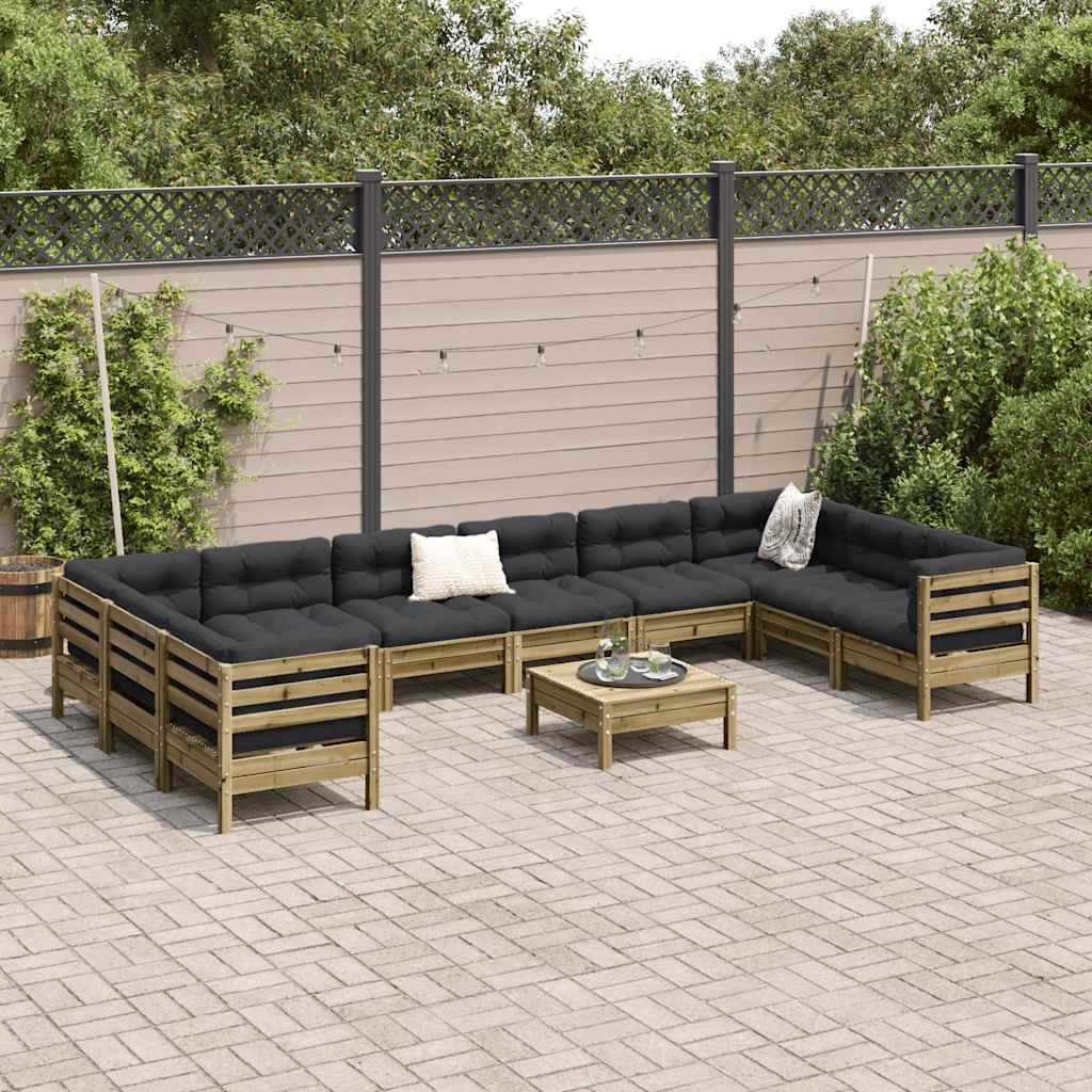 vidaXL 11-delige Loungeset met kussens geïmpregneerd grenenhout afbeelding