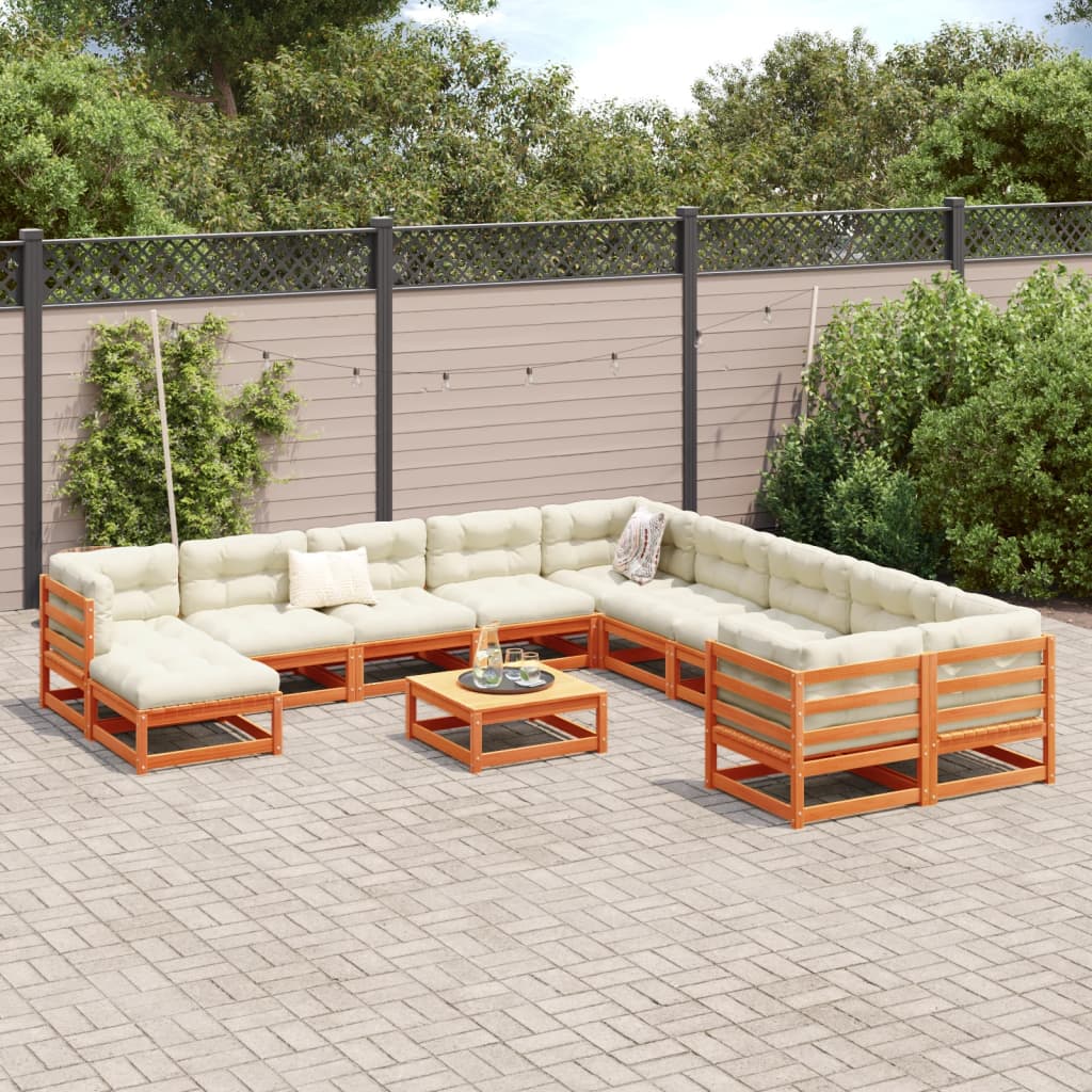 vidaXL 12-delige Loungeset massief grenenhout wasbruin afbeelding