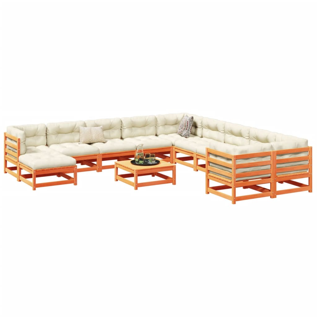 vidaXL Set canapele de grădină, 12 piese maro ceruit lemn masiv de pin