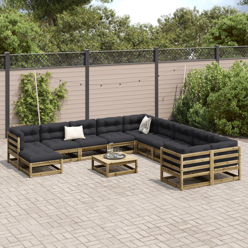 vidaXL 12-delige Loungeset met kussens geïmpregneerd grenenhout afbeelding