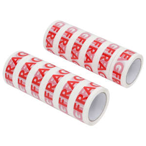 Lepicí páska 12 ks s potiskem FRAGILE bílá 48 mm x 66 m - obrázek 1