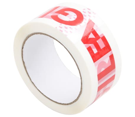 vidaXL Paketklebeband 12 Stk. FRAGILE Aufdruck Wei&szlig; 48 mm x 66 m