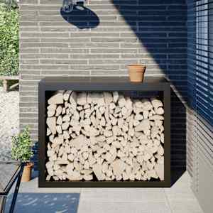 Stojalo za drva črno 100x40x80 cm jeklo