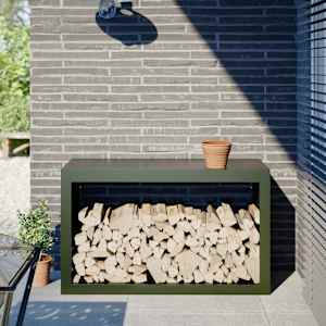 Stojalo za drva zeleno 100x40x60 cm jeklo