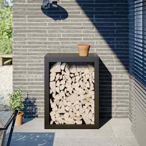 Stojalo za drva črno 60x40x80 cm jeklo