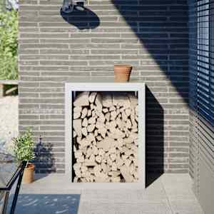 Stojalo za drva belo 60x40x80 cm jeklo