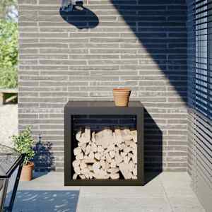 Stojalo za drva črno 60x40x60 cm jeklo