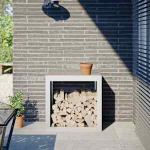 Stojalo za drva belo 60x40x60 cm jeklo