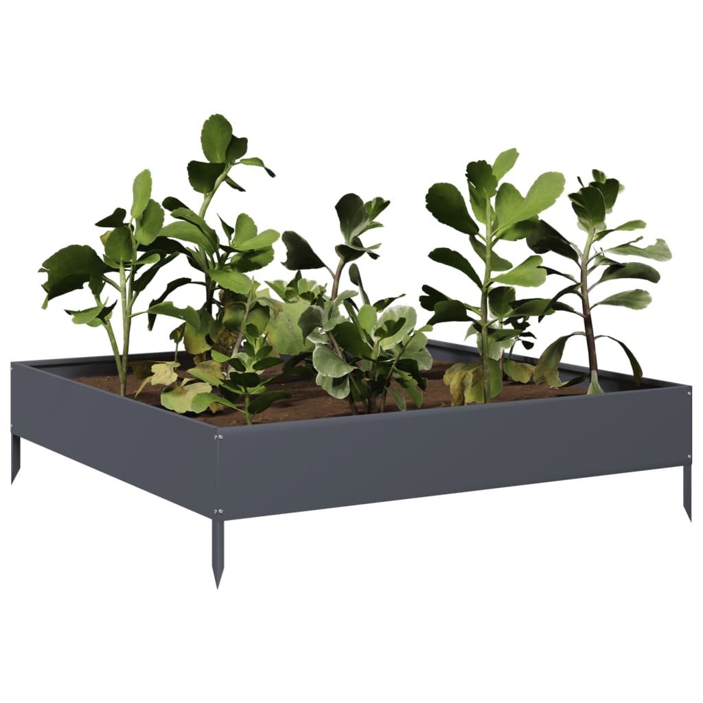 vidaXL Plantenbak verhoogd 100x100x26 cm staal antracietkleurig afbeelding
