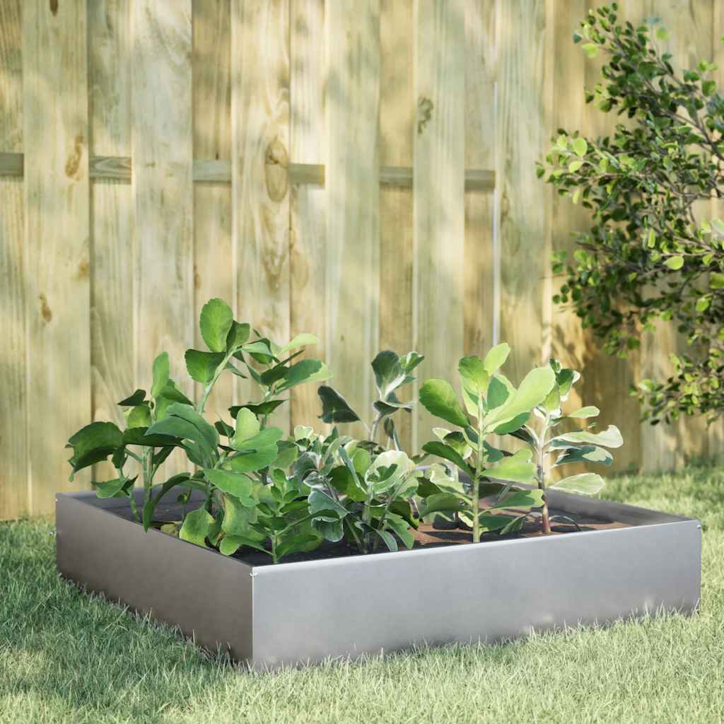 vidaXL Hochbeet 100x100x33,5 cm Verzinkter Stahl