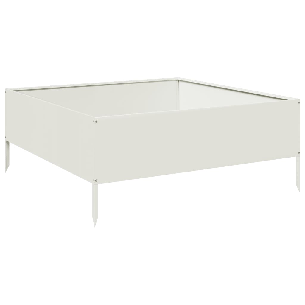 vidaXL Vyvýšený záhradný záhon biely 100x100x41 cm oceľ