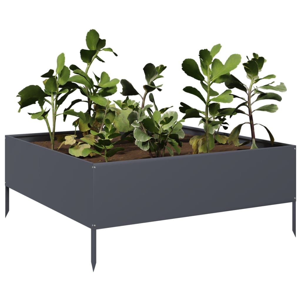 vidaXL Plantenbak verhoogd 100x100x25 cm staal antracietkleurig afbeelding