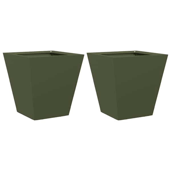 vidaXL aia taimekastid 2 tk, oliiviroheline, 30x30x30 cm, teras