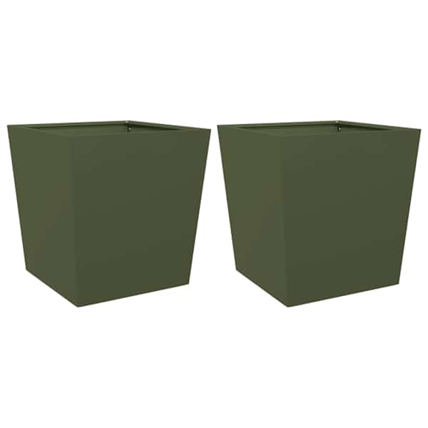 vidaXL aia taimekastid 2 tk, oliiviroheline, 50 x 50 x 50 cm, teras