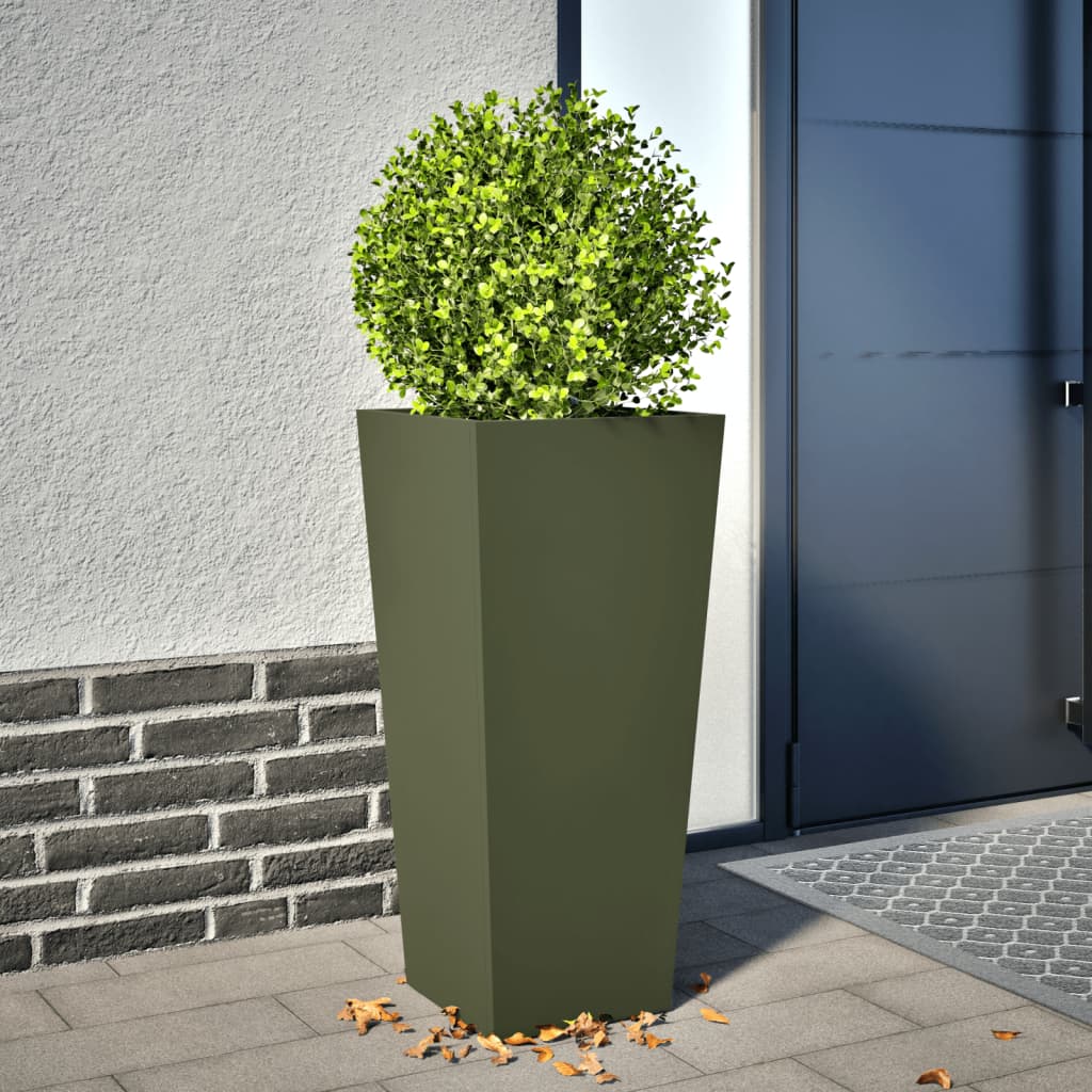 vidaXL plantekrukker 2 stk. 35x35x75 cm stål olivengrøn