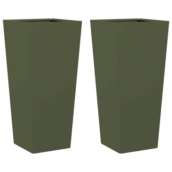 vidaXL aia taimekastid 2 tk, oliiviroheline, 35x35x75 cm, teras